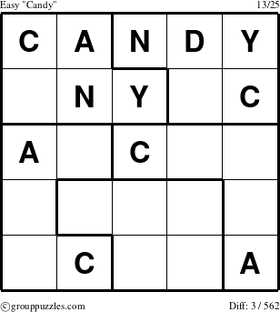 The grouppuzzles.com Easy Candy puzzle for 