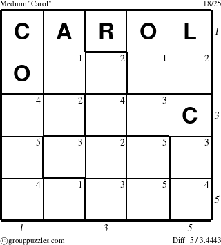 The grouppuzzles.com Medium Carol puzzle for  with all 5 steps marked