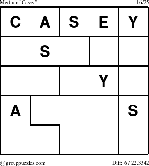 The grouppuzzles.com Medium Casey puzzle for 