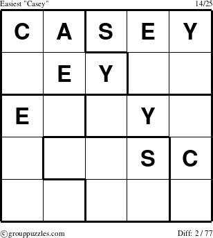 The grouppuzzles.com Easiest Casey puzzle for 