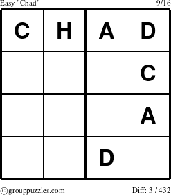 The grouppuzzles.com Easy Chad puzzle for 
