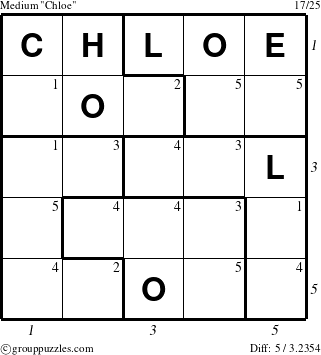 The grouppuzzles.com Medium Chloe puzzle for , suitable for printing, with all 5 steps marked