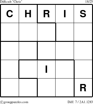 The grouppuzzles.com Difficult Chris puzzle for 