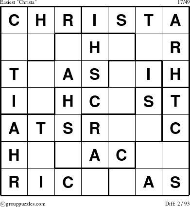 The grouppuzzles.com Easiest Christa puzzle for 