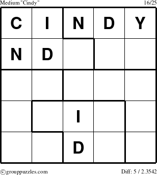 The grouppuzzles.com Medium Cindy puzzle for 