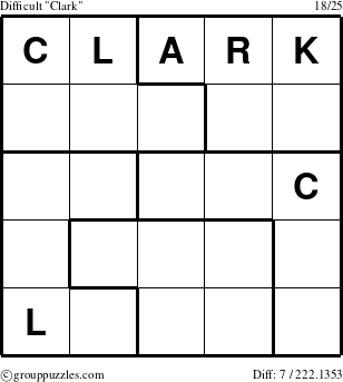 The grouppuzzles.com Difficult Clark puzzle for 