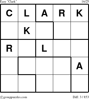The grouppuzzles.com Easy Clark puzzle for 