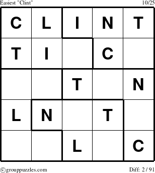 The grouppuzzles.com Easiest Clint puzzle for 