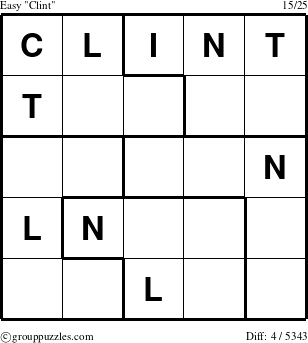 The grouppuzzles.com Easy Clint puzzle for 