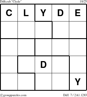 The grouppuzzles.com Difficult Clyde puzzle for 