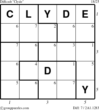 The grouppuzzles.com Difficult Clyde puzzle for  with all 7 steps marked
