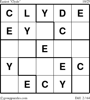 The grouppuzzles.com Easiest Clyde puzzle for 
