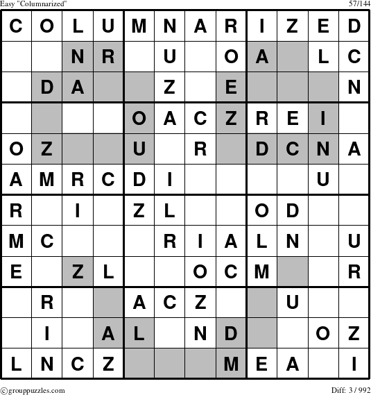The grouppuzzles.com Easy Columnarized puzzle for 