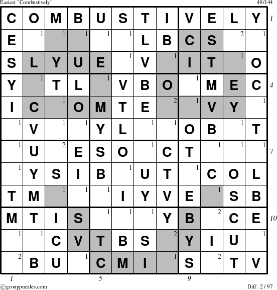 The grouppuzzles.com Easiest Combustively puzzle for  with all 2 steps marked