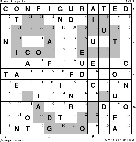 The grouppuzzles.com Difficult Configurated puzzle for , suitable for printing, with all 12 steps marked