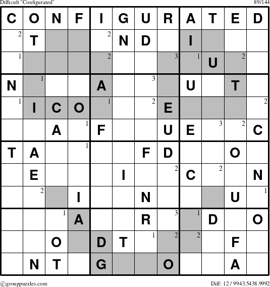 The grouppuzzles.com Difficult Configurated puzzle for  with the first 3 steps marked