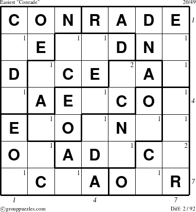 The grouppuzzles.com Easiest Conrade puzzle for  with all 2 steps marked