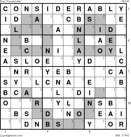 The grouppuzzles.com Easy Considerably puzzle for  with all 3 steps marked