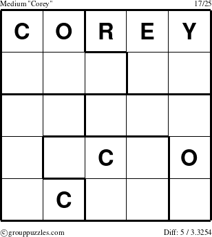 The grouppuzzles.com Medium Corey puzzle for 