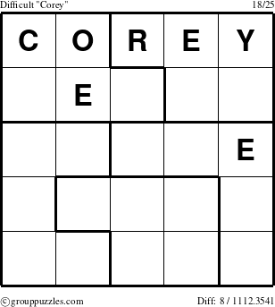 The grouppuzzles.com Difficult Corey puzzle for 