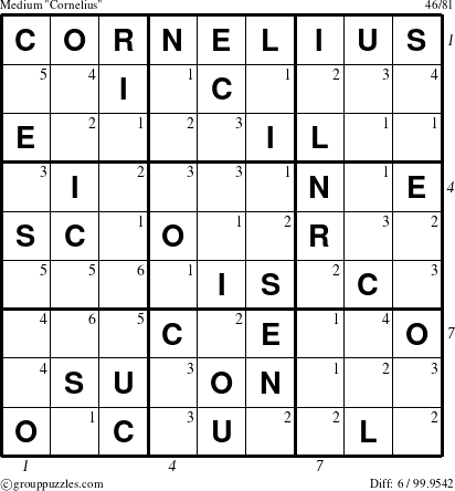 The grouppuzzles.com Medium Cornelius puzzle for , suitable for printing, with all 6 steps marked