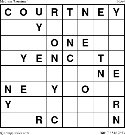 The grouppuzzles.com Medium Courtney puzzle for 