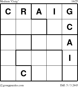 The grouppuzzles.com Medium Craig puzzle for 