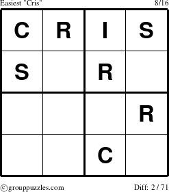The grouppuzzles.com Easiest Cris puzzle for 