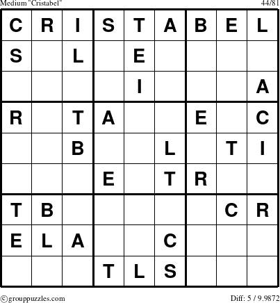 The grouppuzzles.com Medium Cristabel puzzle for 