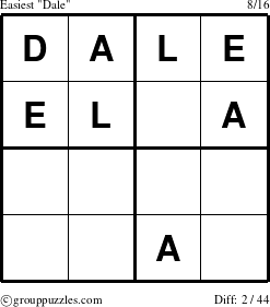 The grouppuzzles.com Easiest Dale puzzle for 