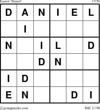 The grouppuzzles.com Easiest Daniel puzzle for 