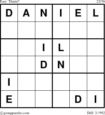 The grouppuzzles.com Easy Daniel puzzle for 