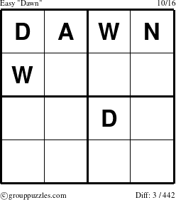 The grouppuzzles.com Easy Dawn puzzle for 