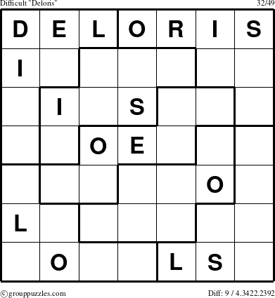 The grouppuzzles.com Difficult Deloris puzzle for 