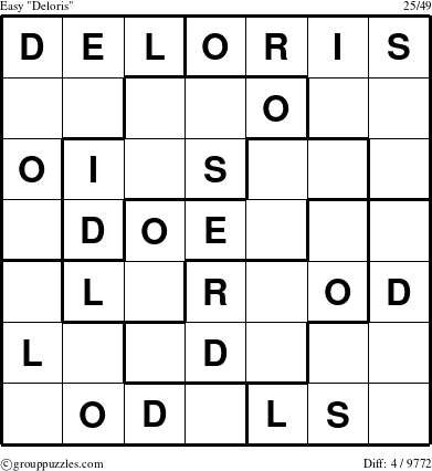 The grouppuzzles.com Easy Deloris puzzle for 