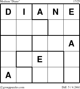 The grouppuzzles.com Medium Diane puzzle for 