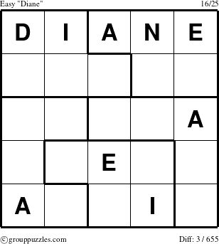 The grouppuzzles.com Easy Diane puzzle for 