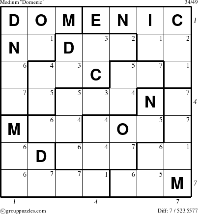 The grouppuzzles.com Medium Domenic puzzle for  with all 7 steps marked