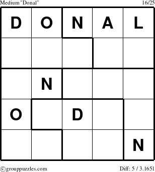 The grouppuzzles.com Medium Donal puzzle for 