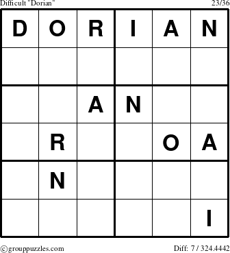 The grouppuzzles.com Difficult Dorian puzzle for 