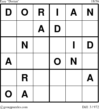 The grouppuzzles.com Easy Dorian puzzle for 