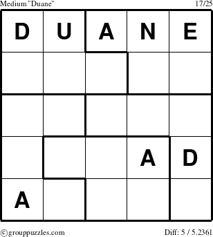 The grouppuzzles.com Medium Duane puzzle for 