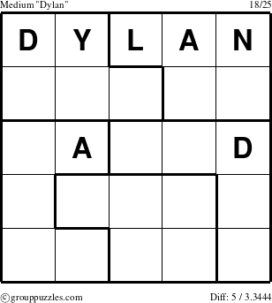 The grouppuzzles.com Medium Dylan puzzle for 
