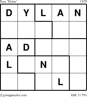 The grouppuzzles.com Easy Dylan puzzle for 