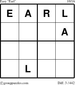 The grouppuzzles.com Easy Earl puzzle for 