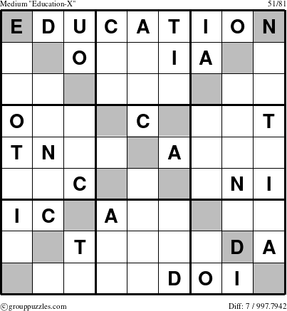 The grouppuzzles.com Medium Education-X puzzle for 