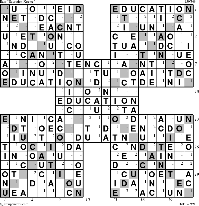 The grouppuzzles.com Easy Education-Xtreme puzzle for  with all 3 steps marked