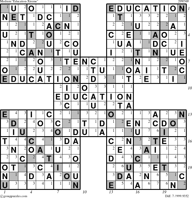 The grouppuzzles.com Medium Education-Xtreme puzzle for  with all 7 steps marked