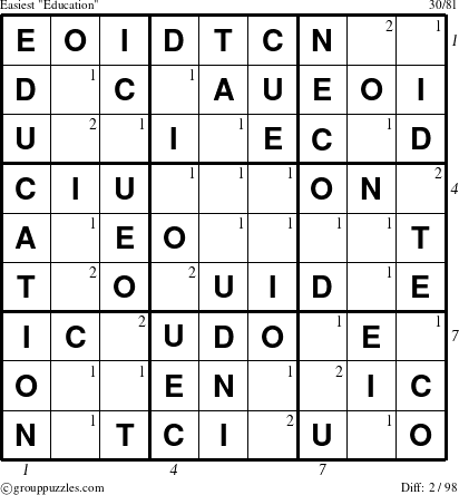 The grouppuzzles.com Easiest Education-c1 puzzle for , suitable for printing, with all 2 steps marked