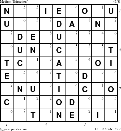 The grouppuzzles.com Medium Education-c5 puzzle for  with all 8 steps marked